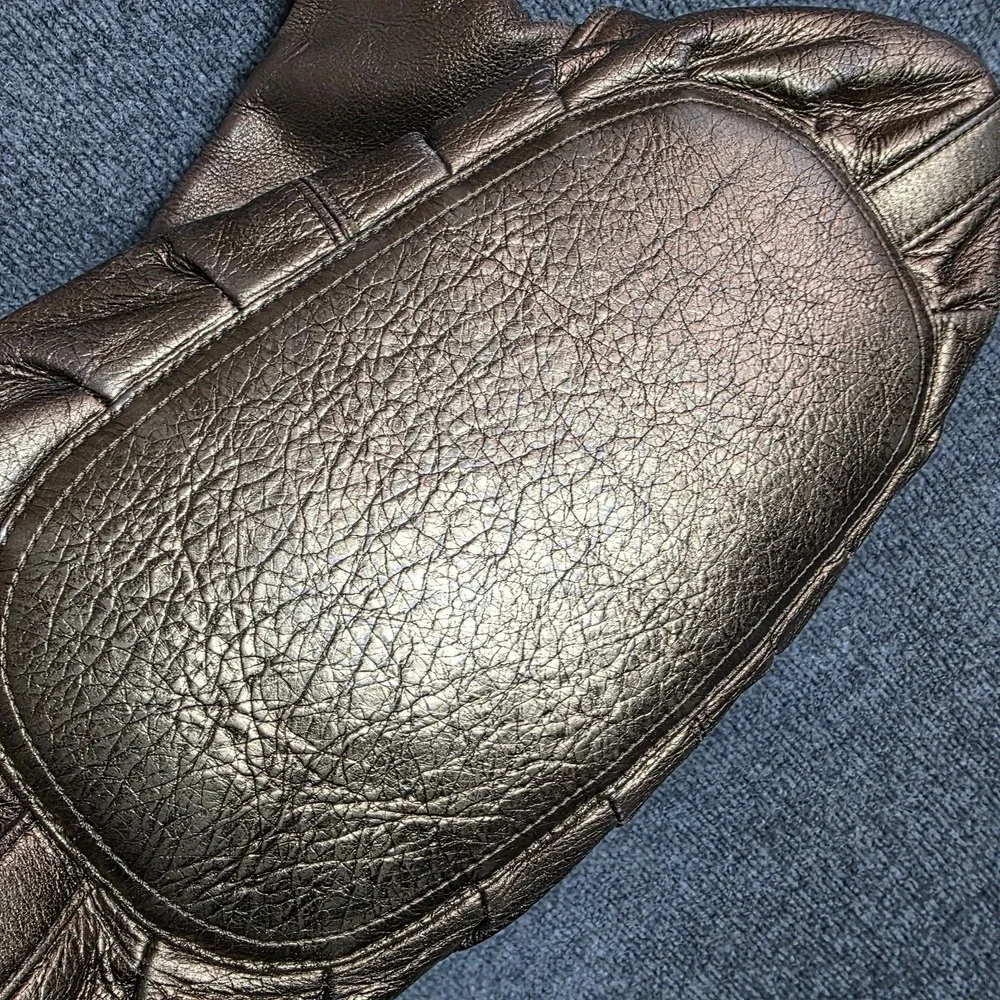 Vintage Brighton Bronze Metallic Leather‎ Hobo Large Bag Braided Strap Shoulder